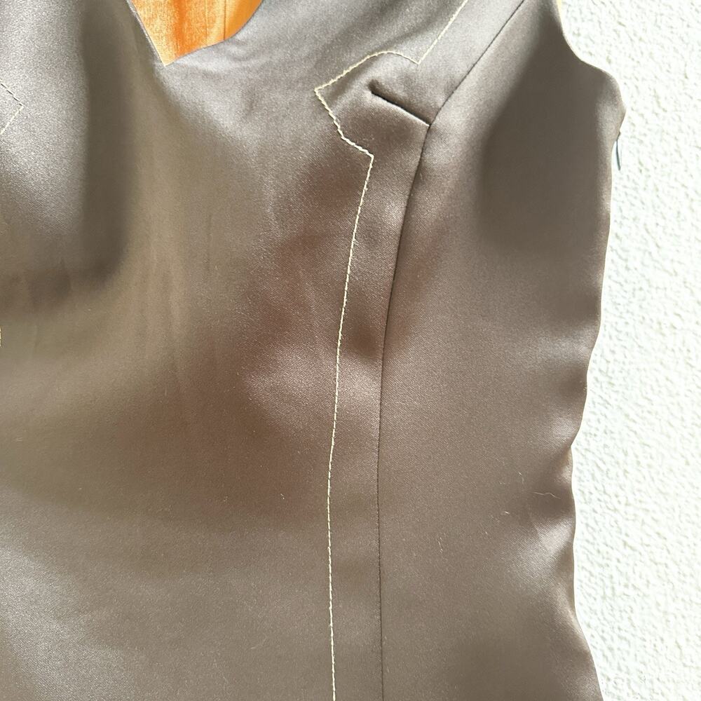 BCBG Max Azria Brown Satin Vest Top Size 4 Y2K - Picture 4 of 8